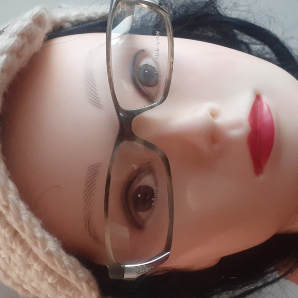 MaxMara Tan Marble women eyeglasses frame Metal logo trim 130 mm 799 PN7 glasses